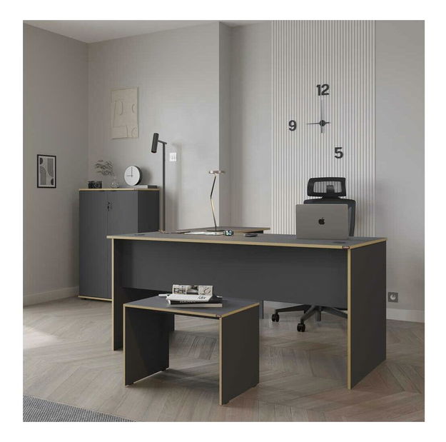 Kutni PC stolić Raven (antracit + hrast)