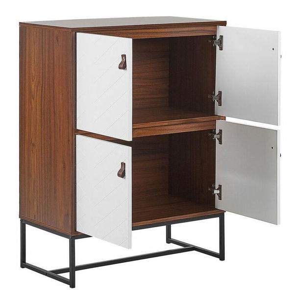 Skrinka NAVVEA (štvordverová) (tmavé drevo + biela)