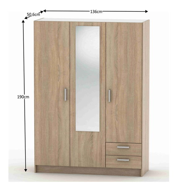 Gardrób BE07-001-00 Breanna 7 (sonoma tölgy)