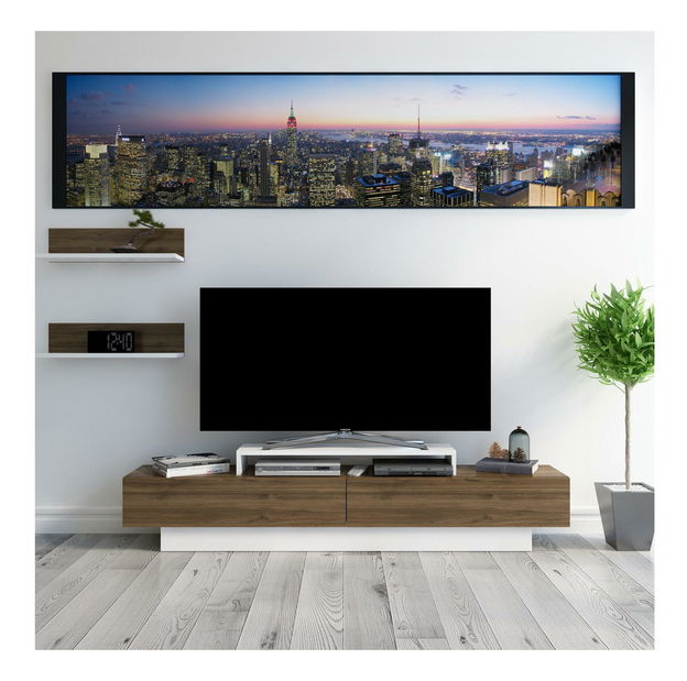 Obývacia stena Lusalona (biela + orech)