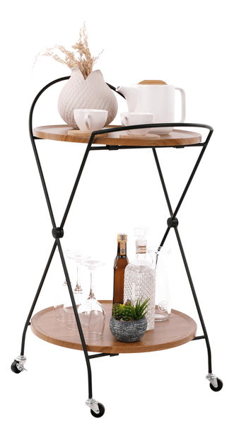 Stolić za serviranje Malgo (svijetli orah + crna)