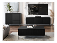 Set mobilier living Somkera II (Negru + auriu) 