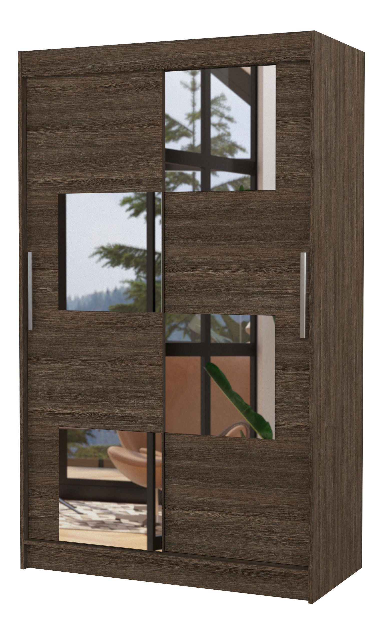 Dulap de haine Lagneo (choco) (cu oglindă)