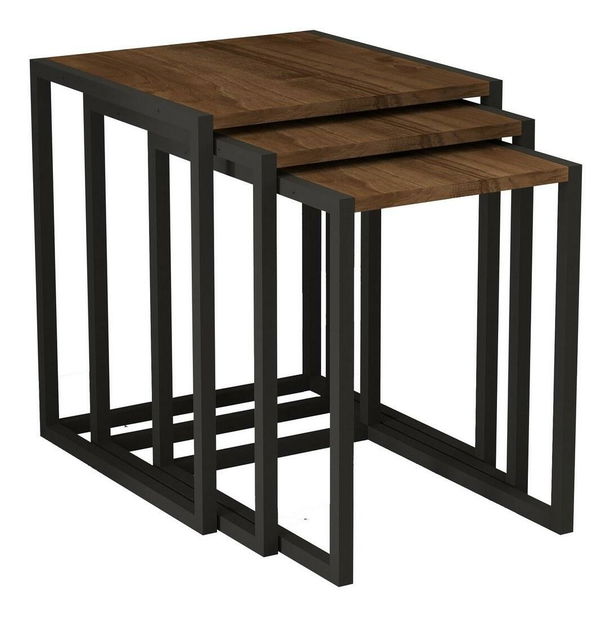 Set 3ks. konferenčných stolíkov Kibusa (orech + čierna)