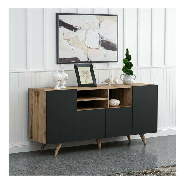 Konzolový stolík Vepeli 1 (čierna + orech) 