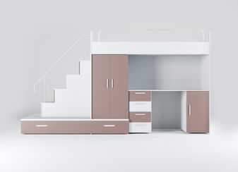 Detská posteľ Ruby V (biela + ružová) (s roštami)