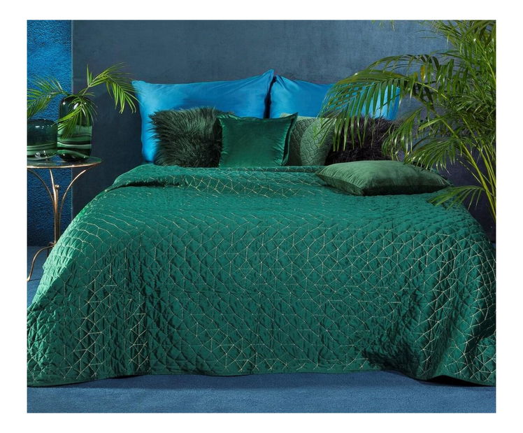 Prehoz na posteľ 240x220 cm WILLY (tmavozelená)