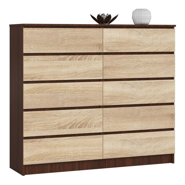 Comodă Keanu V (wenge + Stejar sonoma)