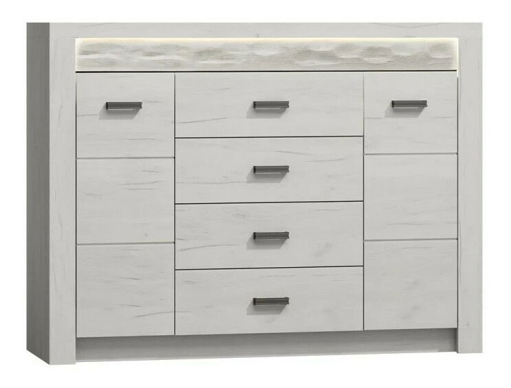 Kombinált komód Nadenas N7 (fehér craft) (meleg fehér LED világítás)