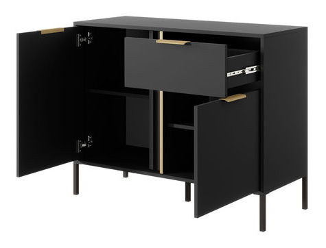 Comodă Bonny 2D1S (antracit + auriu)