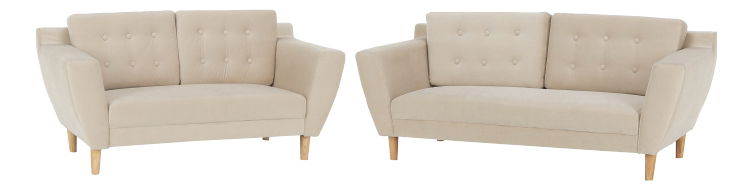 Pohovky dvojsedačka a trojsedačka Sham (krémová)
