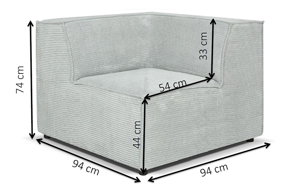 Modul canapea(piesă de colț) Cuboid (gri)