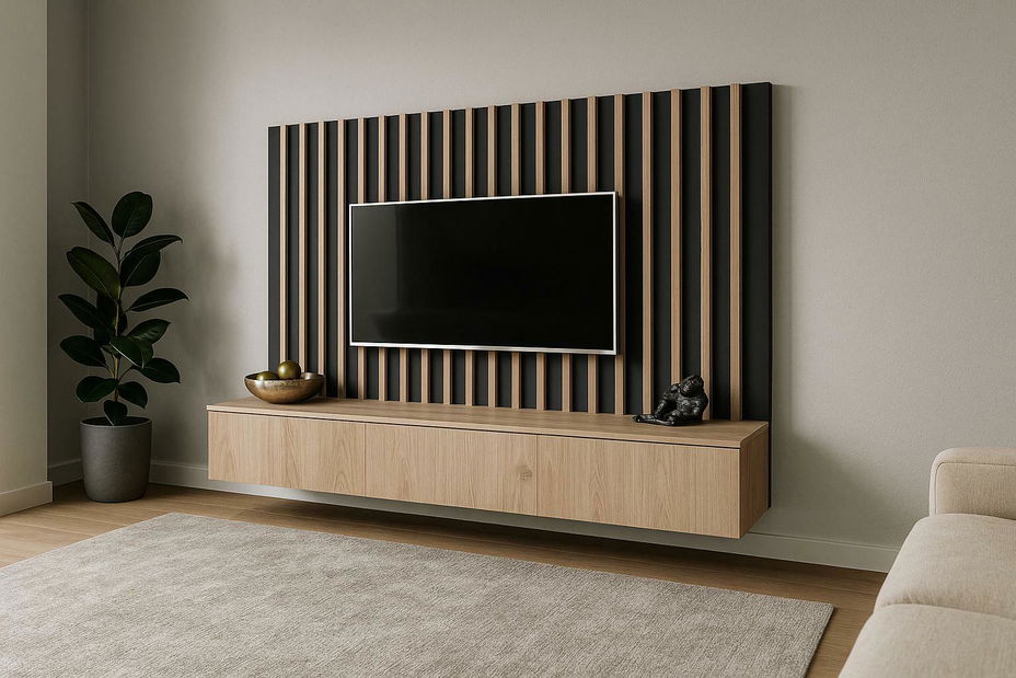 Obývacia stena Vertic (čierna + hikora jackson)