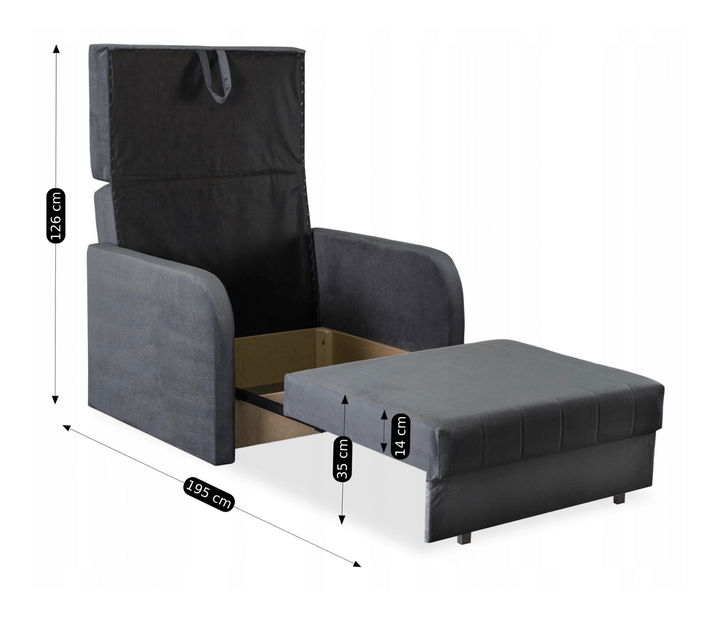 Rozkladacie kreslo 2 ks Verne 1 (sivá) 