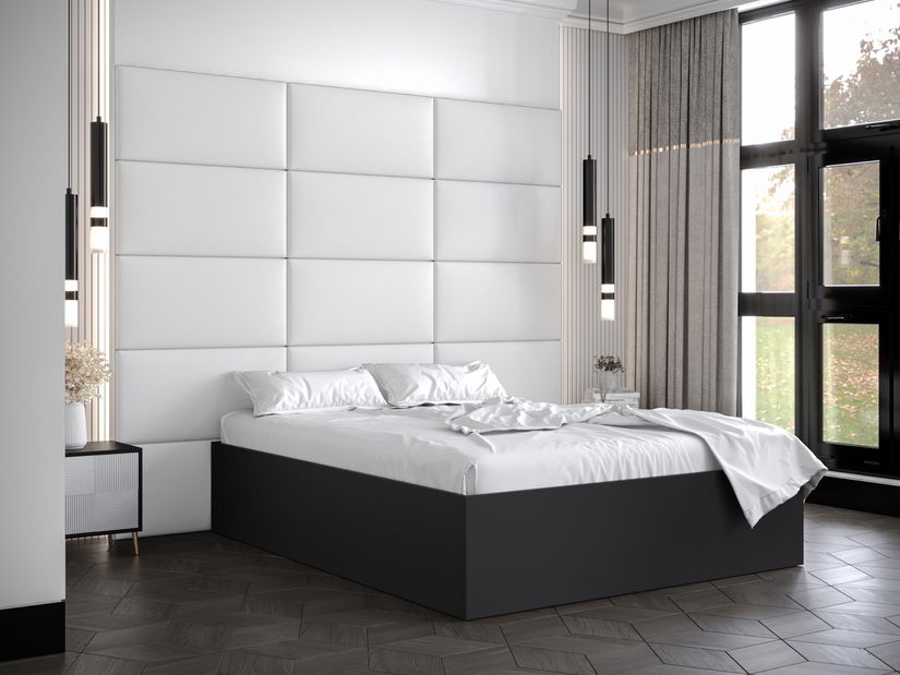 Manželská posteľ s čalúneným čelom 160 cm Brittany 1 (čierna matná + biela) (s roštom)