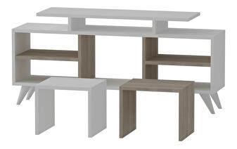 Set mobilier living Kutanetta (alb + Lemn deschis)