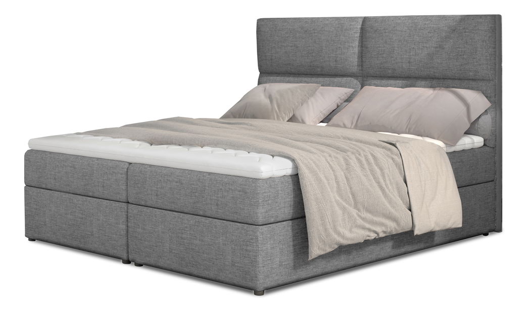 Manželská posteľ Boxspring 180 cm Amebra (sivá) (s matracmi a úl. priestorom)