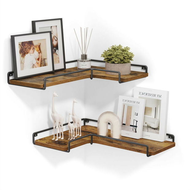 Set polica (2 kom.) Lorvyn (crna + smeđa)