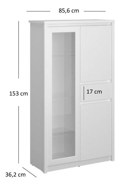 Vitrină Ethan 2D1W1S (alb)