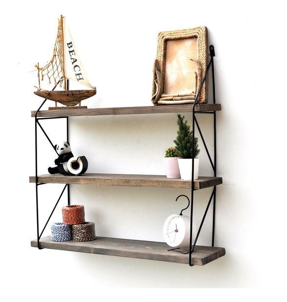 Dekoratív falipolc Duvelo 17 (dió + fekete) 