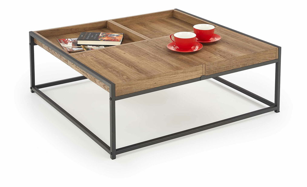 Konferenčný stolík Felipe (prirodne drevo + čierna)