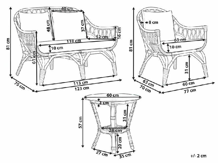 Záhradný set Sanford (krémovobiela) (pre 4 osoby)