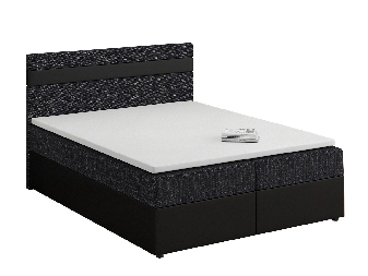 Pat matrimonial Boxspring 180x200 cm Mimosa (cu saltea și somieră) (negru + negru)