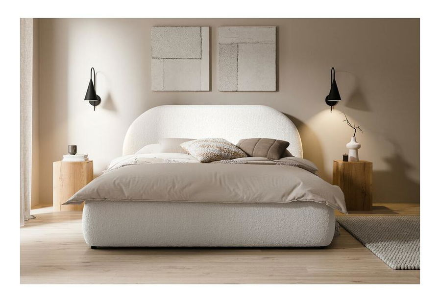 Manželská posteľ 160 cm Olivo P (s roštom) (s úl. priestorom) (krémová + čierna)