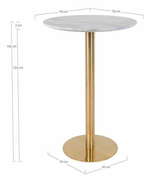 Barový stôl Bvaria 6 (biela + mosadzná)