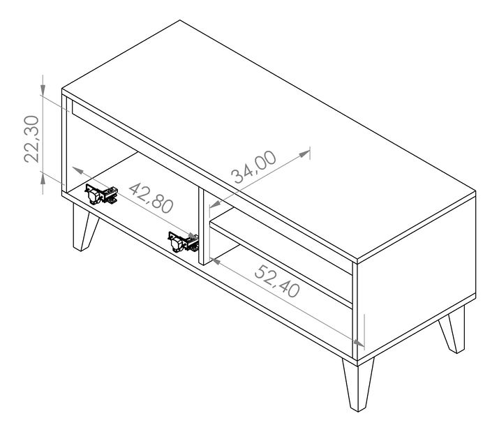 TV asztal Ovio RTV100 (matt fehér + világos san remo tölgy)