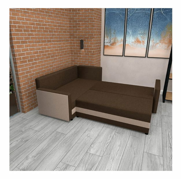 Rohová sedačka DONA (béžová + hnedá)