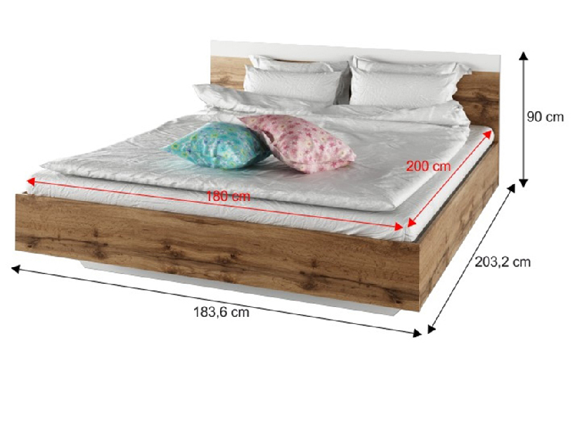 Set dormitor (pat 180x200 cm) Gaila New (stejar sonoma + alb)