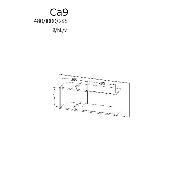 Raft typ CA9 Caryl (deschis grafit + alb lucios + stejar nash)