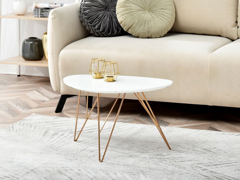 Konferenčný stolík Rave S (biela + medená)