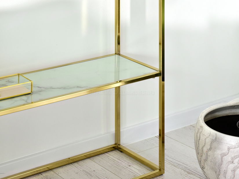 Konzolasztal Bella Kons Bis (fehér márvány + arany)