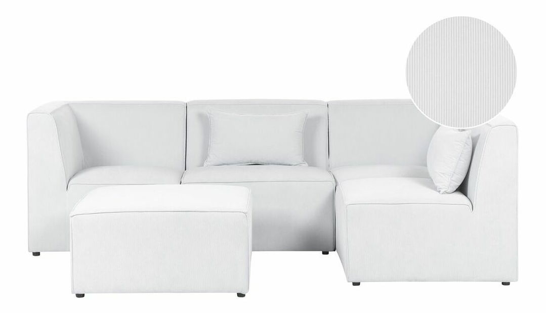 Rohová sedacia súprava s taburetkou Lemia (krémová biela) (L)