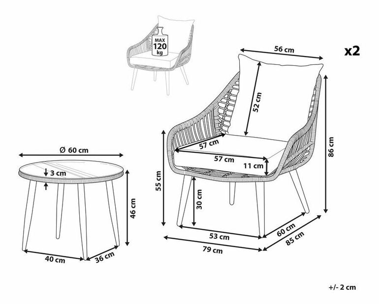 Set mobilier de grădină Lauza (gri)