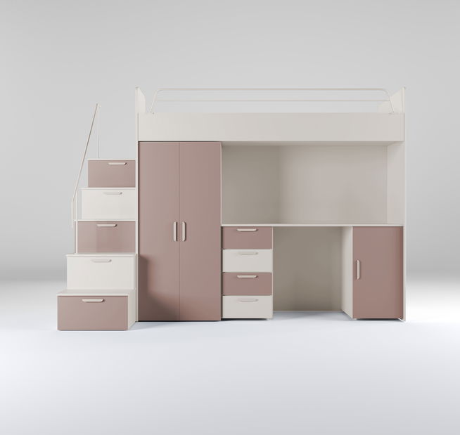 Detská posteľ Ruby IV S (kašmír + antická ružová) (s roštami)