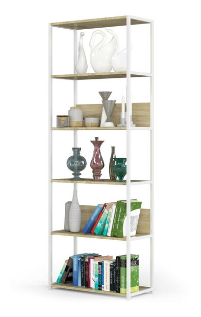 Regál Loriana IV (biela + dub artisan)