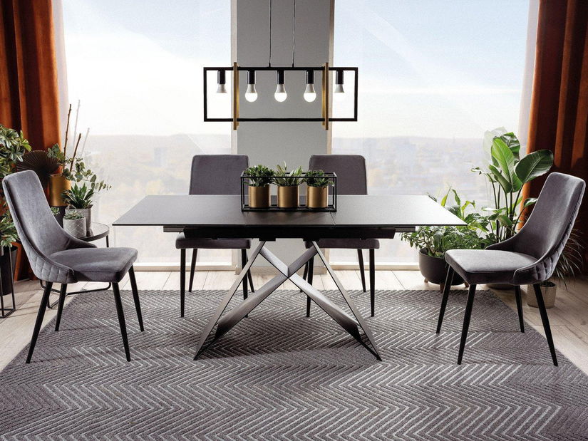 Masă de sufragerie extensibilă 120-160 cm Wallace (negru + negru) (pentru 4 până la 6 persoane)