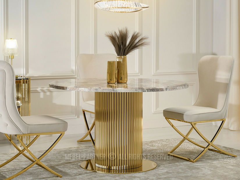 Masă sufragerie Sudoracion (marmură + auriu)