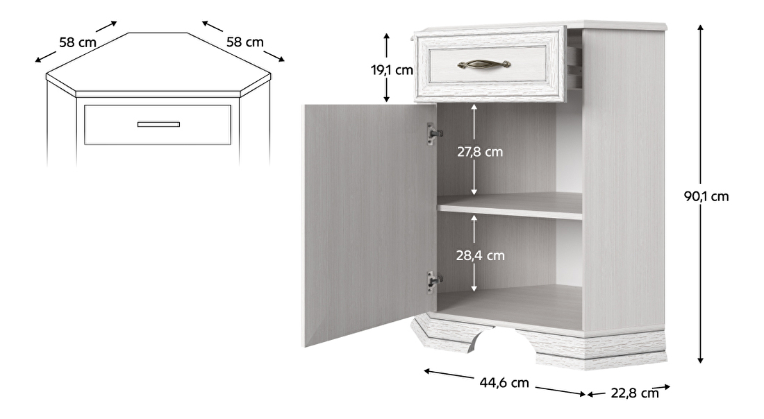 Sarok komód Trippy (woodline krém) 