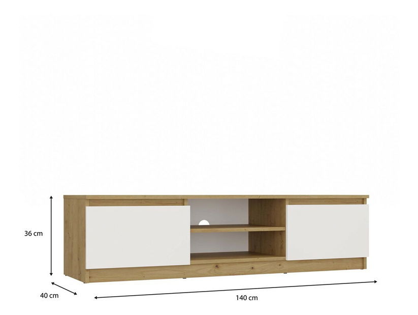 Masă TV/ Comodă TV Musecalo 140 (stejar artisan + alb)