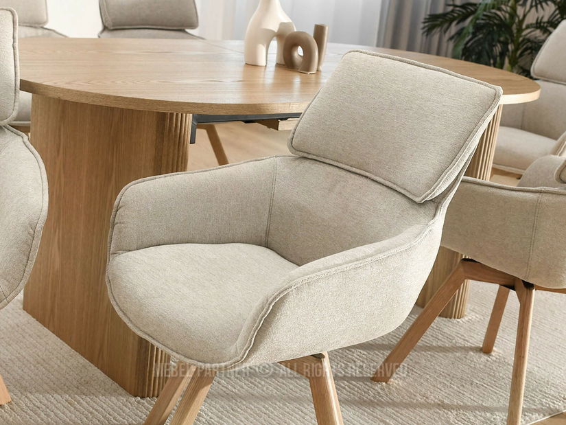 Stolica Doris (bež + hrast)