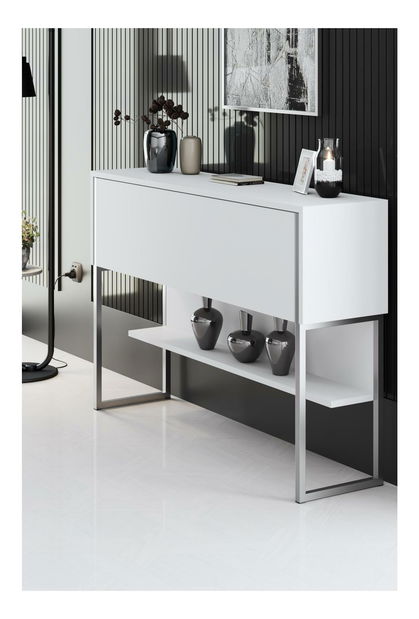 Konzolasztal Luna 4 (ezüst + fehér) 