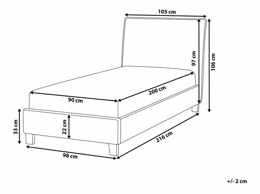 Jednostruki krevet 90 cm SANCHEZ (s podnicom) (bež)