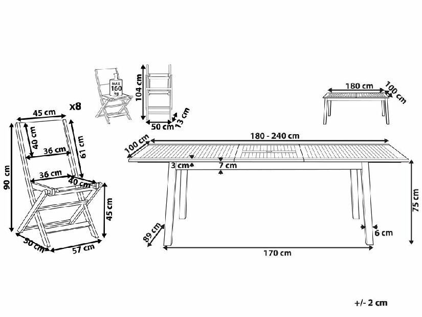 Set mobilier de grădină Canela (lemn închis)