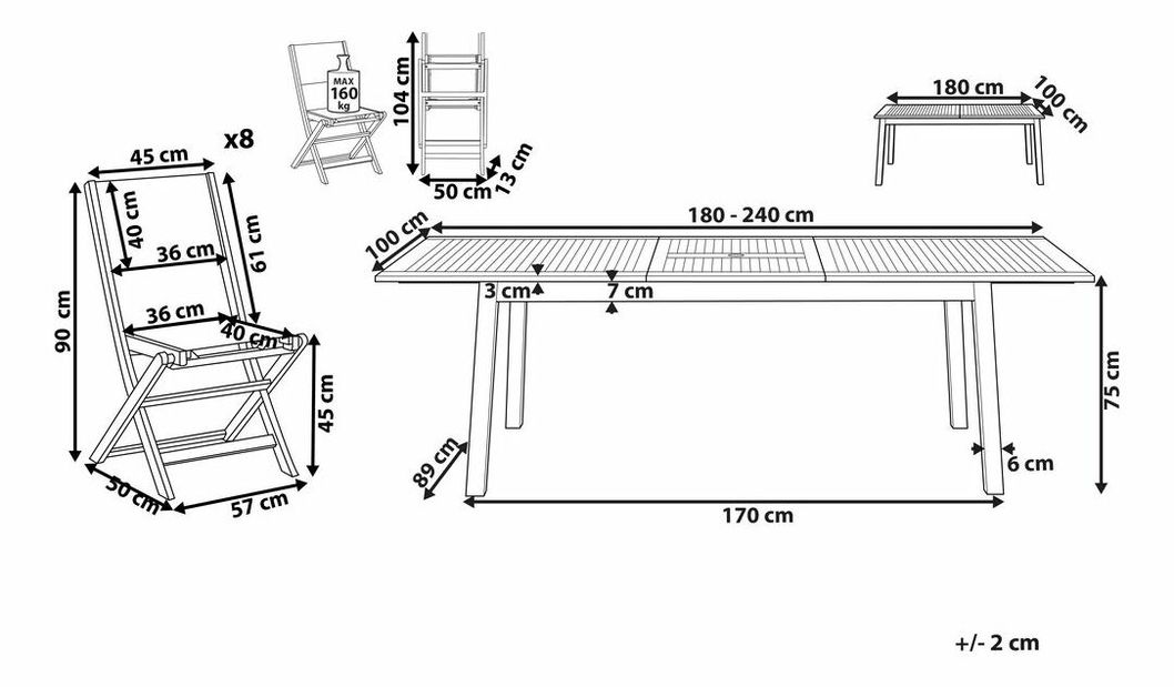 Kerti garnitúra Canela (sötét fa)