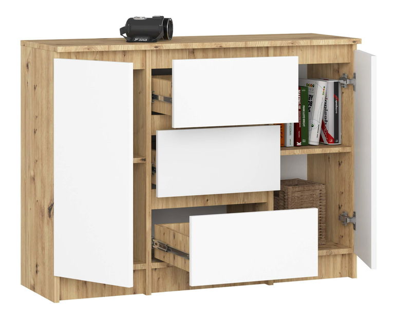 Comodă Kalista VI (Stejar artisan + Alb)