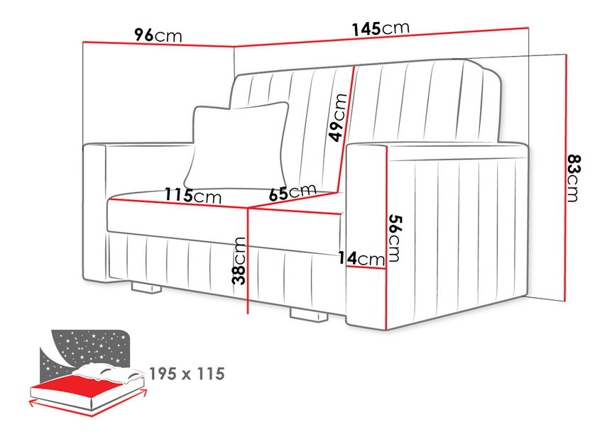 Pohovka Clivia Glam III (staroružová) *bazár